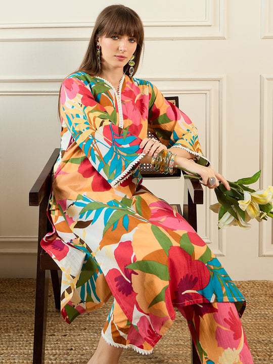 Indo Era Multi Printed Straight Kurta Trousers set
