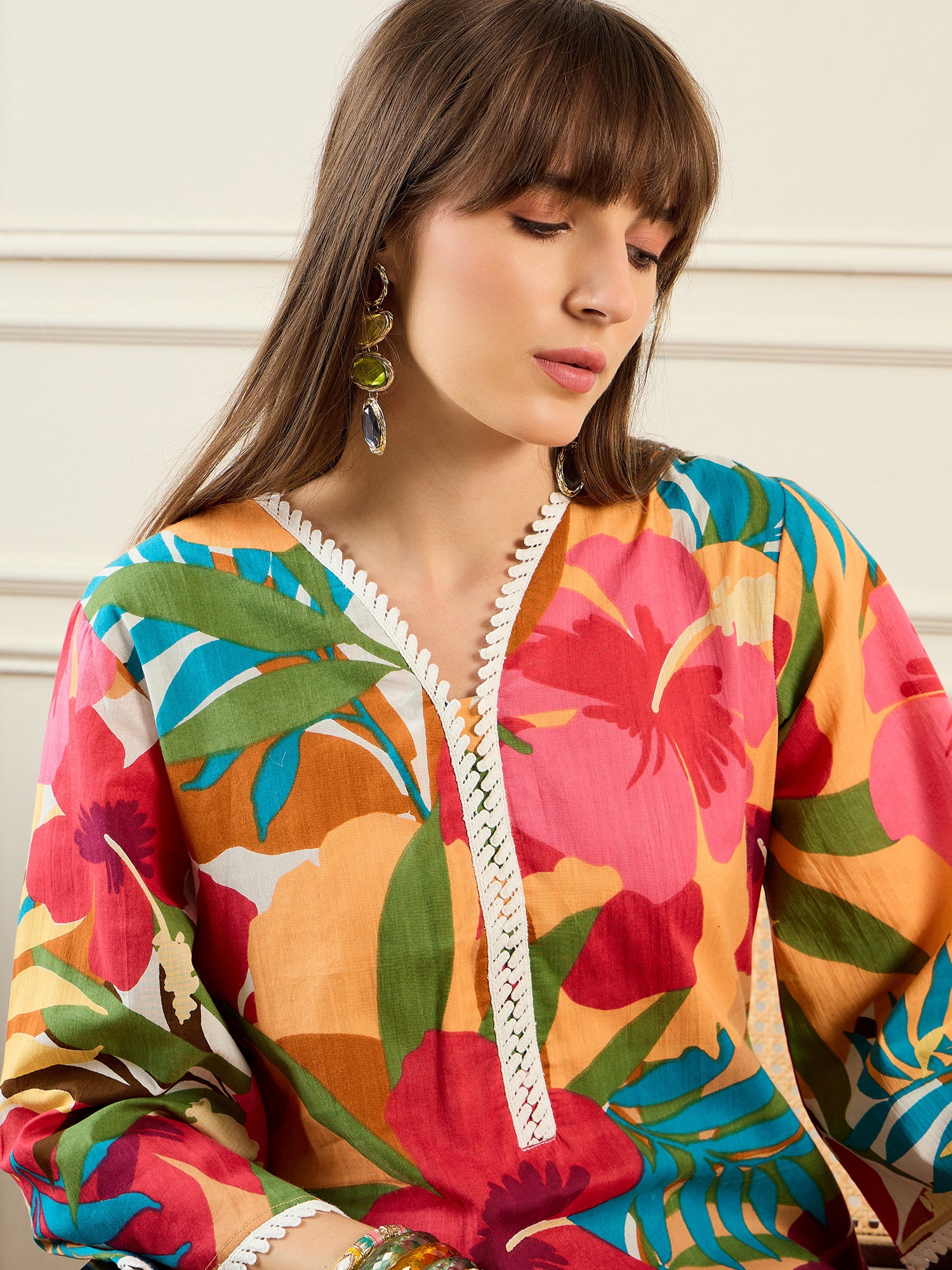 Indo Era Multi Printed Straight Kurta Trousers set