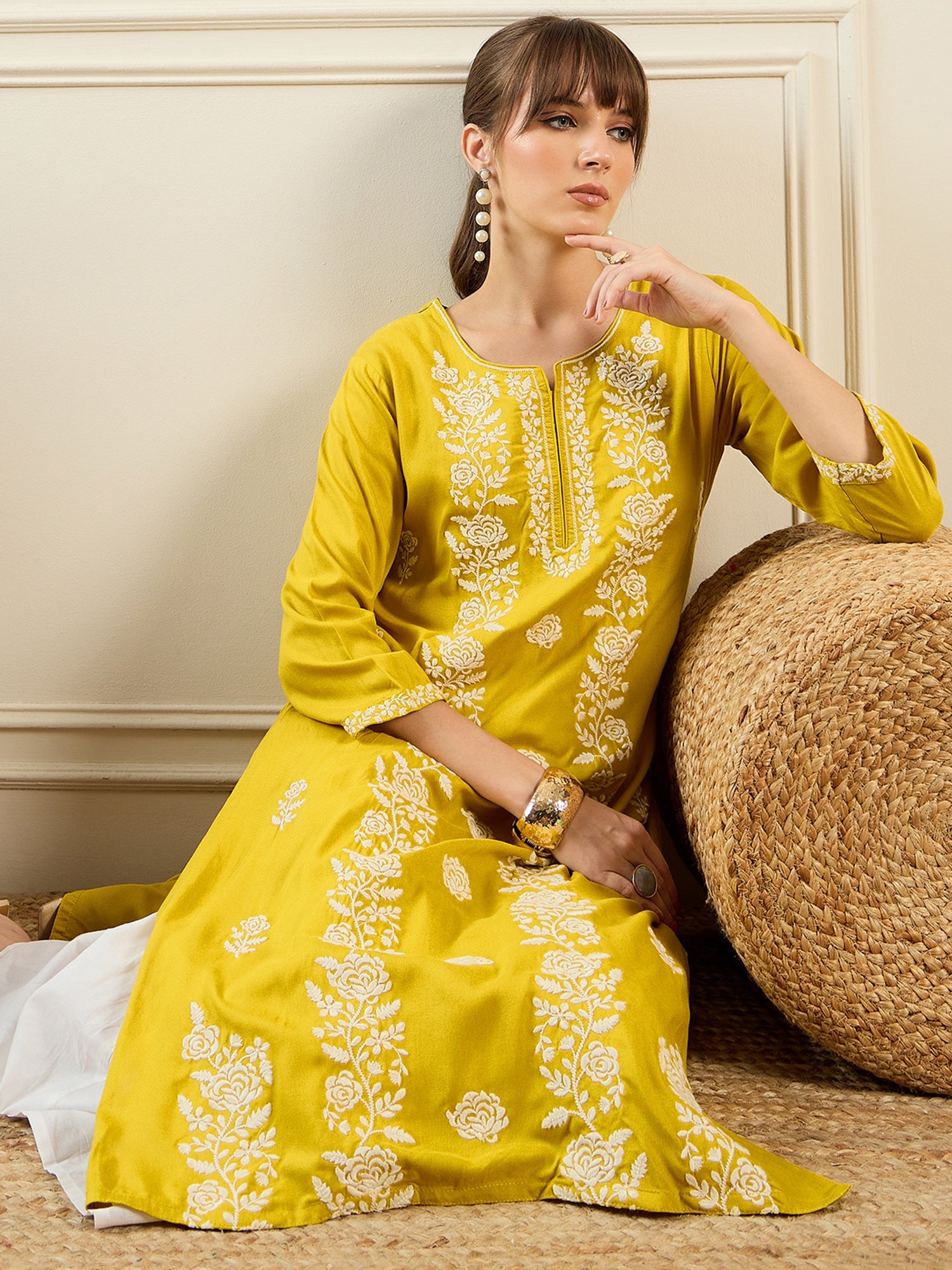 Yellow Kurtas  For women,indo era, indoera, kurta set for women, women kurta set, women suit, summer wear for women, festive suit for women, mother's day outfit, dress for mother, mother's day special, kurta set for women, kurta for women, kurta trouser and dupatta
