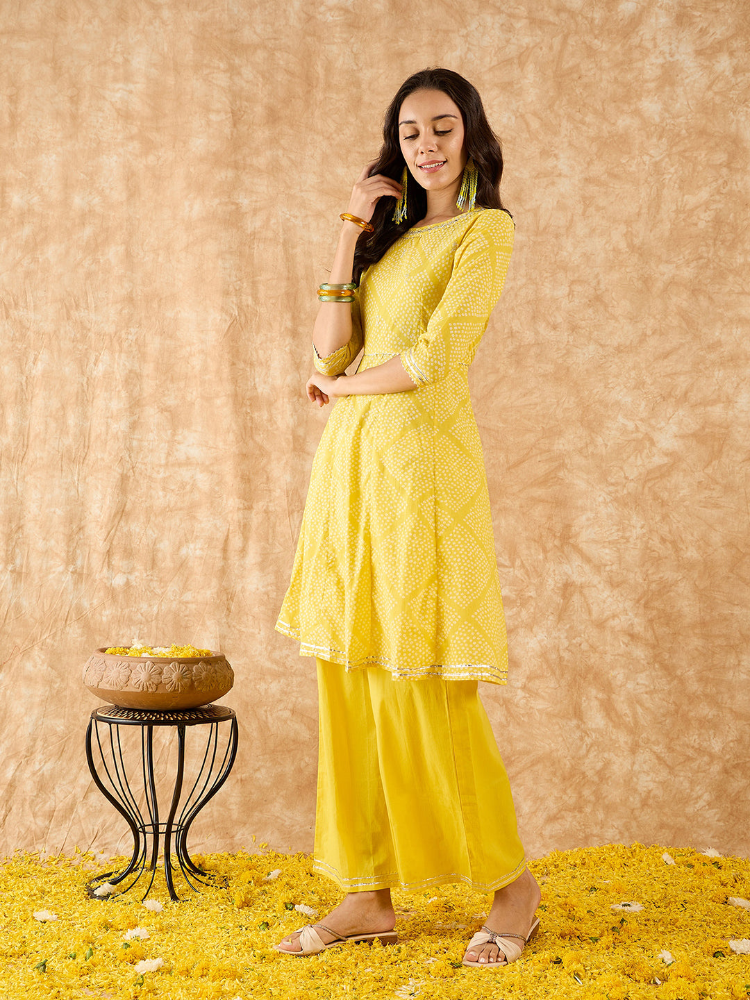 Yellow Kurta Sets  For women,indo era, indoera, kurta set for women, women kurta set, women suit, summer wear for women, festive suit for women, mother's day outfit, dress for mother, mother's day special, kurta set for women, kurta for women, kurta trouser and dupatta