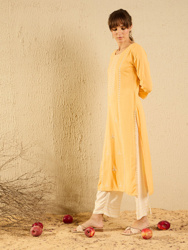 Yellow Kurtas  For women,indo era, indoera, kurta set for women, women kurta set, women suit, summer wear for women, festive suit for women, mother's day outfit, dress for mother, mother's day special, kurta set for women, kurta for women, kurta trouser and dupatta