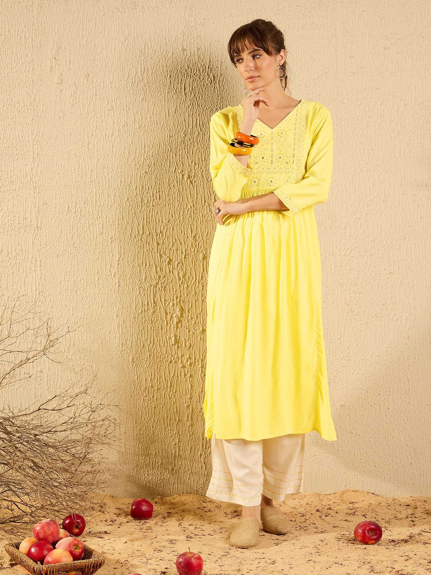 Yellow Kurtas  For women,indo era, indoera, kurta set for women, women kurta set, women suit, summer wear for women, festive suit for women, mother's day outfit, dress for mother, mother's day special, kurta set for women, kurta for women, kurta trouser and dupatta