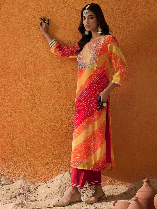 indo era Multi Embroidered Straight Kurtas