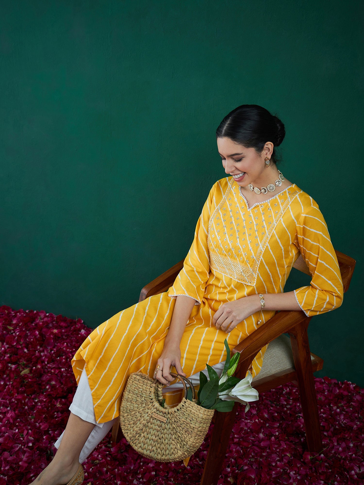 Yellow Kurtas  For women,indo era, indoera, kurta set for women, women kurta set, women suit, summer wear for women, festive suit for women, mother's day outfit, dress for mother, mother's day special, kurta set for women, kurta for women, kurta trouser and dupatta