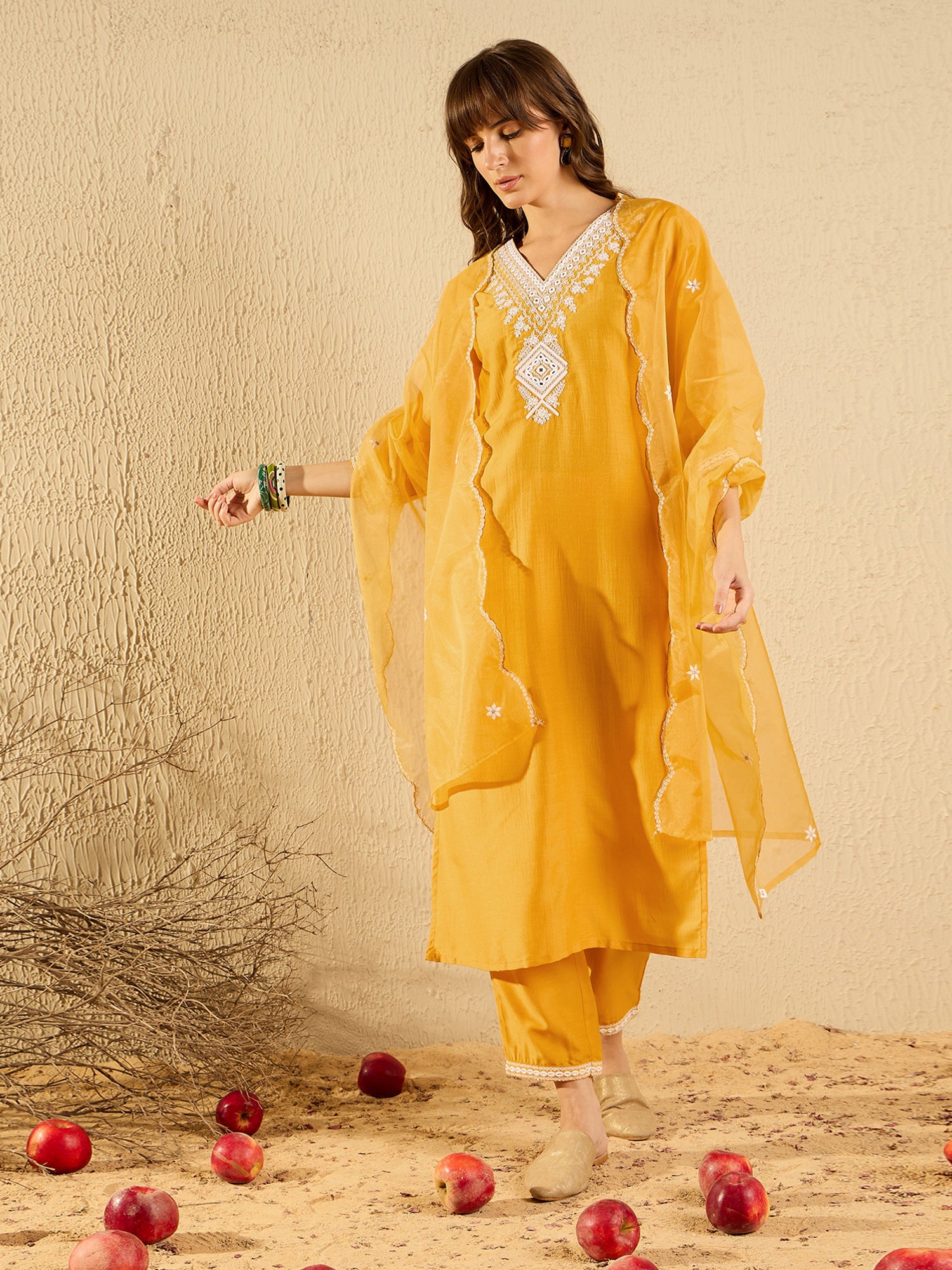 Yellow Kurta Sets  For women,indo era, indoera, kurta set for women, women kurta set, women suit, summer wear for women, festive suit for women, mother's day outfit, dress for mother, mother's day special, kurta set for women, kurta for women, kurta trouser and dupatta