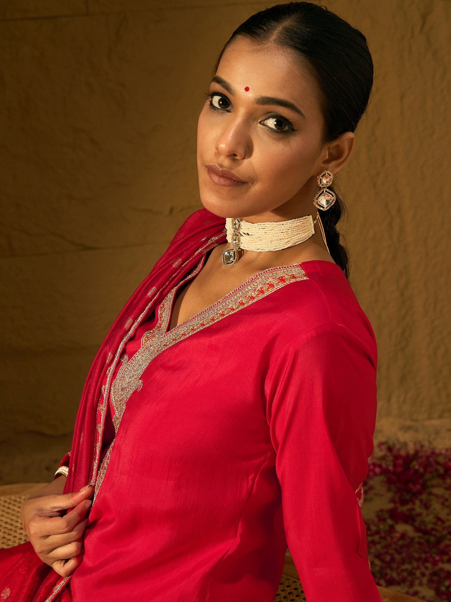Red Kurta Sets  For women,indo era, indoera, kurta set for women, women kurta set, women suit, summer wear for women, festive suit for women, mother's day outfit, dress for mother, mother's day special, kurta set for women, kurta for women, kurta trouser and dupatta