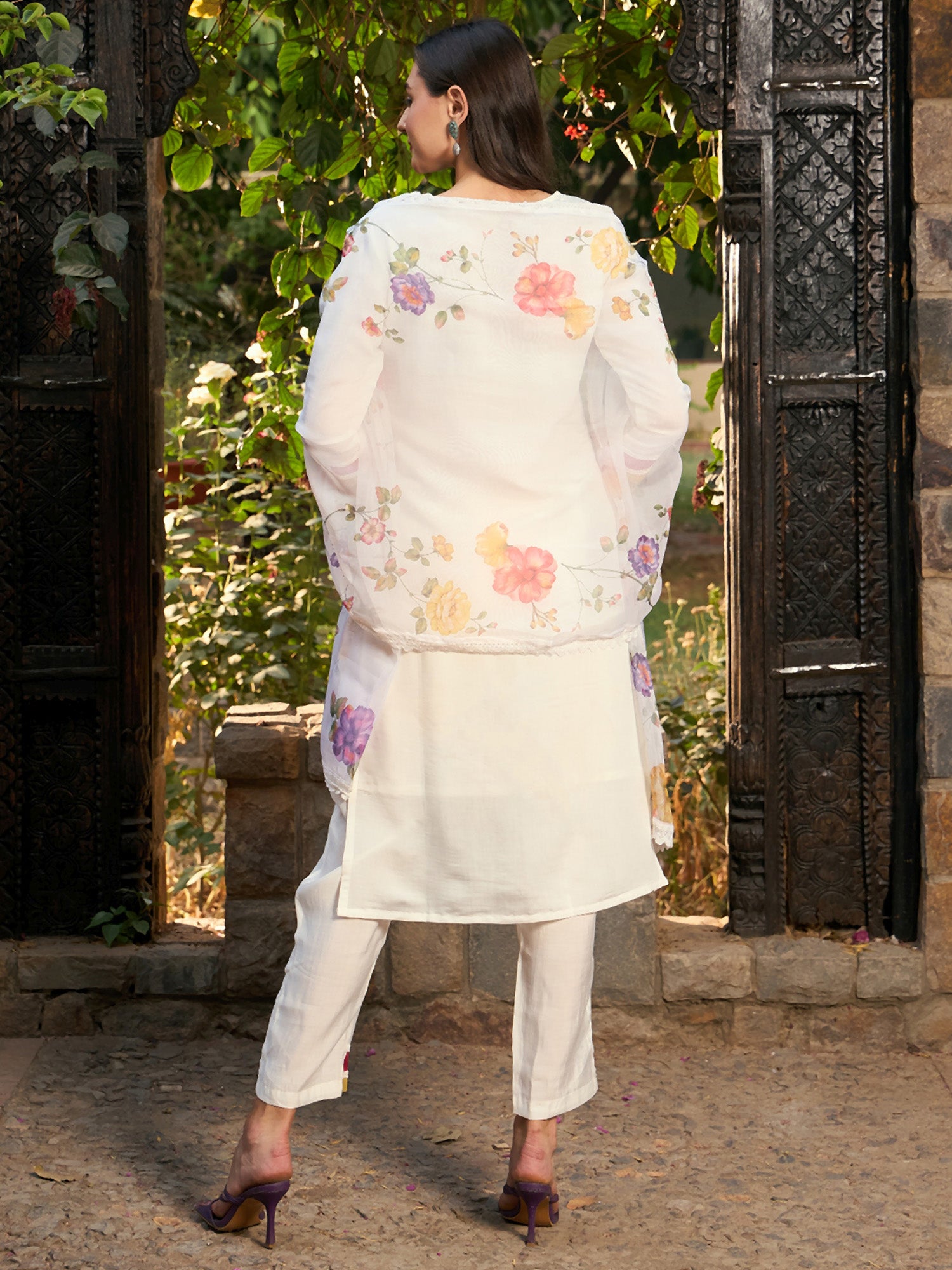 Off White Kurta Sets  For women,indo era, indoera, kurta set for women, women kurta set, women suit, summer wear for women, festive suit for women, mother's day outfit, dress for mother, mother's day special, kurta set for women, kurta for women, kurta trouser and dupatta