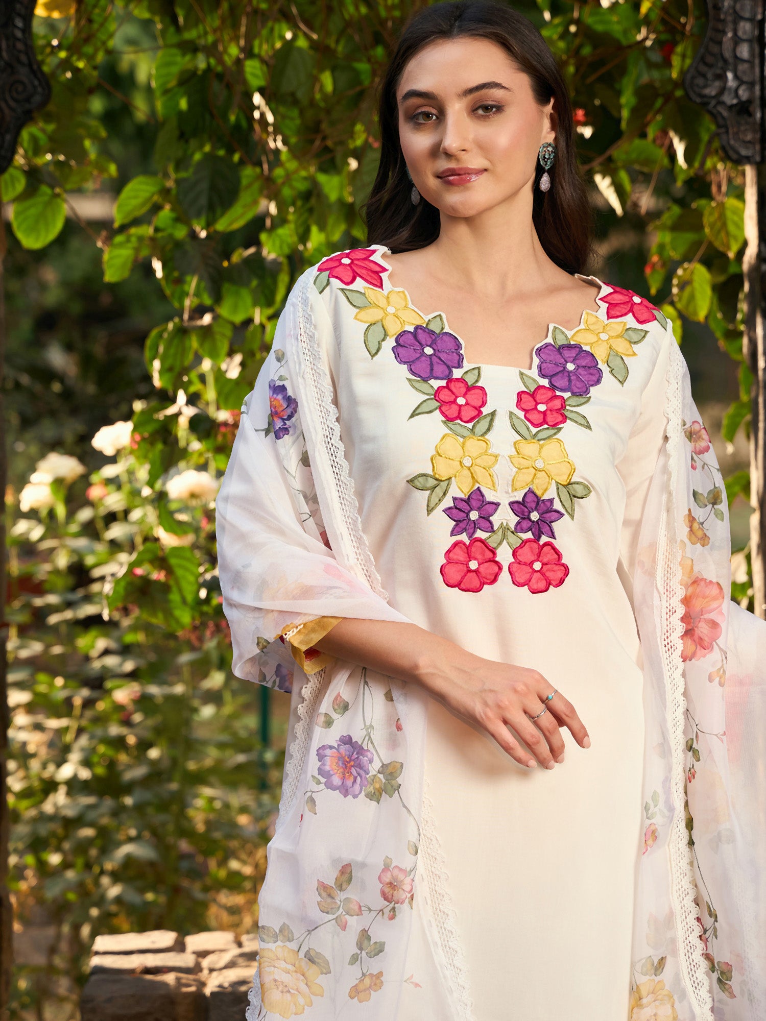 Off White Kurta Sets  For women,indo era, indoera, kurta set for women, women kurta set, women suit, summer wear for women, festive suit for women, mother's day outfit, dress for mother, mother's day special, kurta set for women, kurta for women, kurta trouser and dupatta