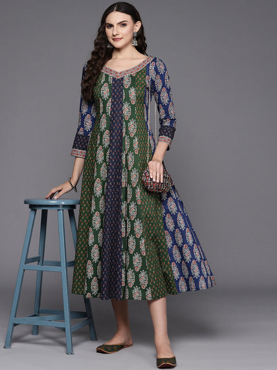 Indo Era Multi Printed A-Line Ethnic Dress