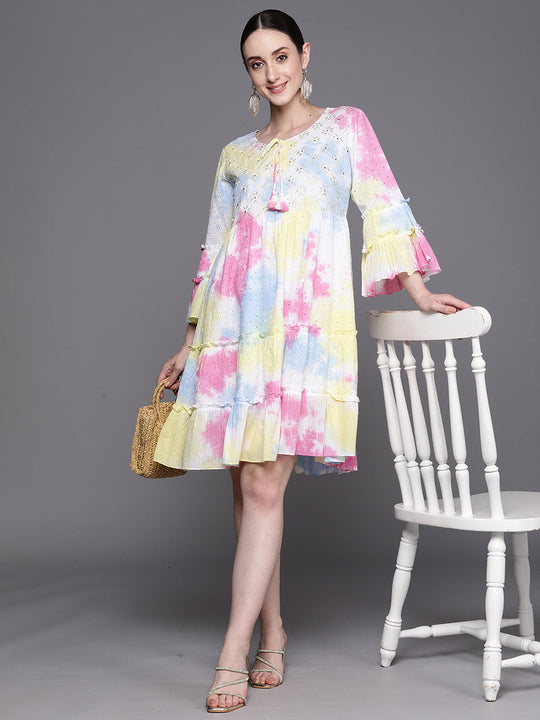 Indo Era Multi Embroidered A-Line Ethnic Dress