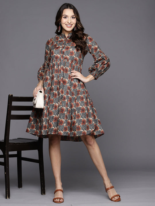 Indo Era Multi Printed A-Line Ethnic Dress