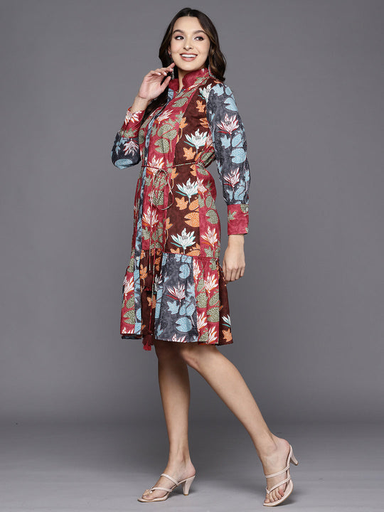 Indo Era Multi Printed A-Line Ethnic Dress