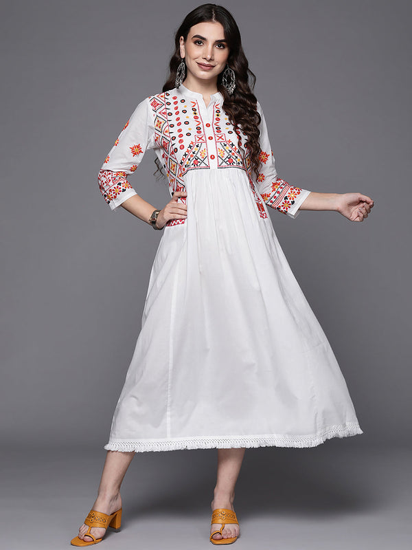 Indo Era Multi Embroidered A-Line Ethnic Dress