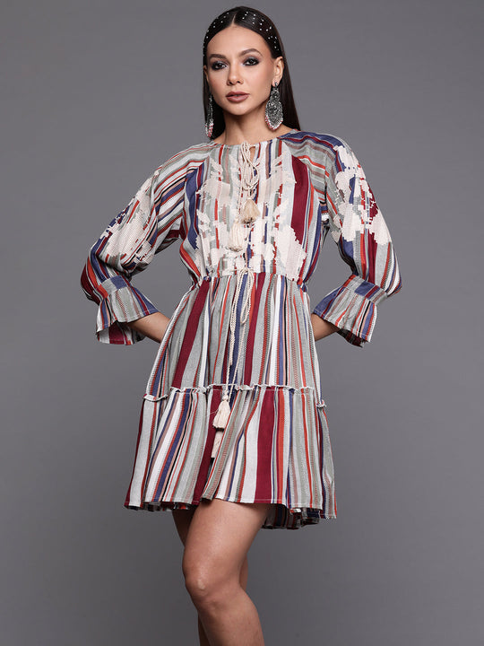 Indo Era Multi Color Abstract Printed A-line Dresses