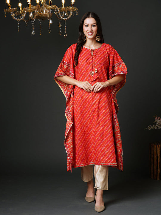 Indo Era Maroon Tie & Dye A-Line Kurta Palazzo Set