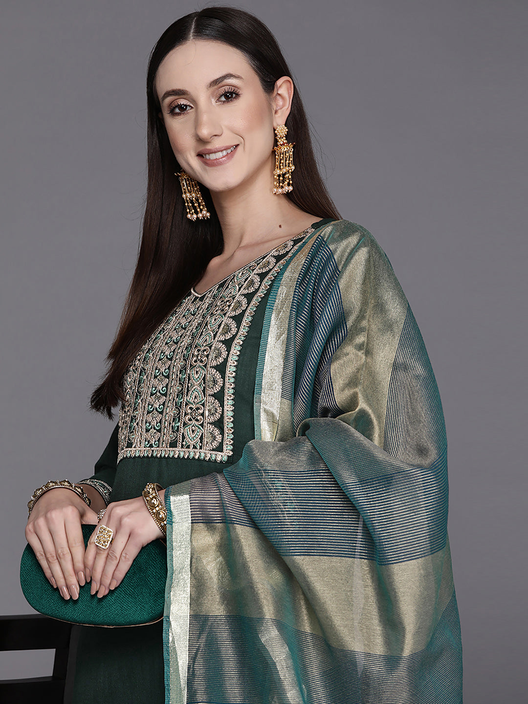 Green Kurta Sets  For women,indo era, indoera, kurta set for women, women kurta set, women suit, summer wear for women, festive suit for women, mother's day outfit, dress for mother, mother's day special, kurta set for women, kurta for women, kurta trouser and dupatta