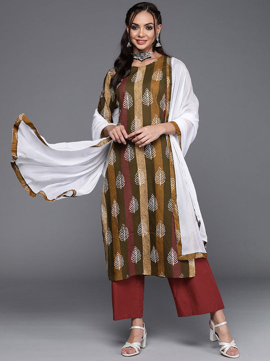 Indo Era Multi Printed Straight Kurta Trouser With Dupatta Set