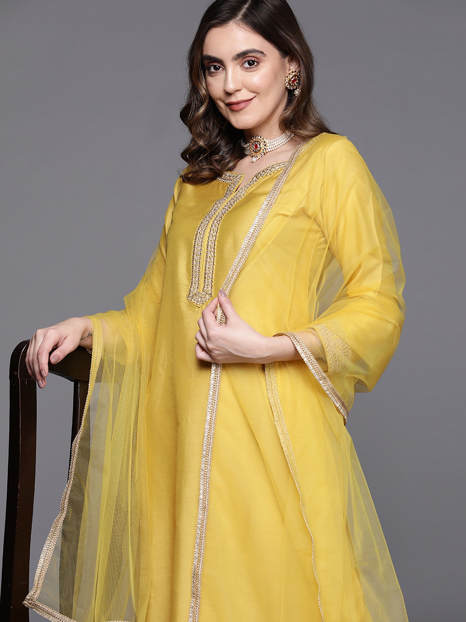 Yellow Kurta Sets  For women,indo era, indoera, kurta set for women, women kurta set, women suit, summer wear for women, festive suit for women, mother's day outfit, dress for mother, mother's day special, kurta set for women, kurta for women, kurta trouser and dupatta