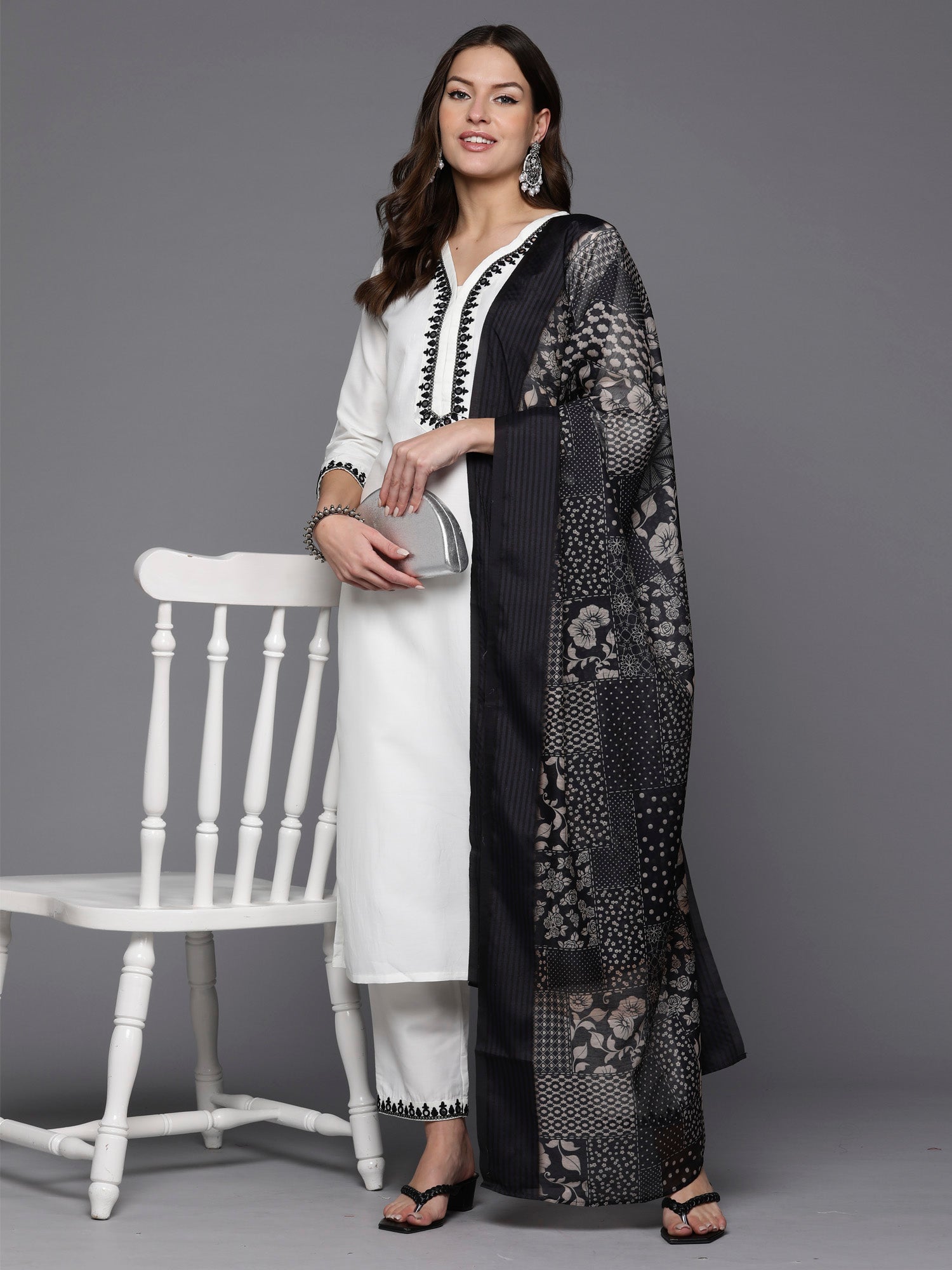 White Kurta Sets  For women,indo era, indoera, kurta set for women, women kurta set, women suit, summer wear for women, festive suit for women, mother's day outfit, dress for mother, mother's day special, kurta set for women, kurta for women, kurta trouser and dupatta