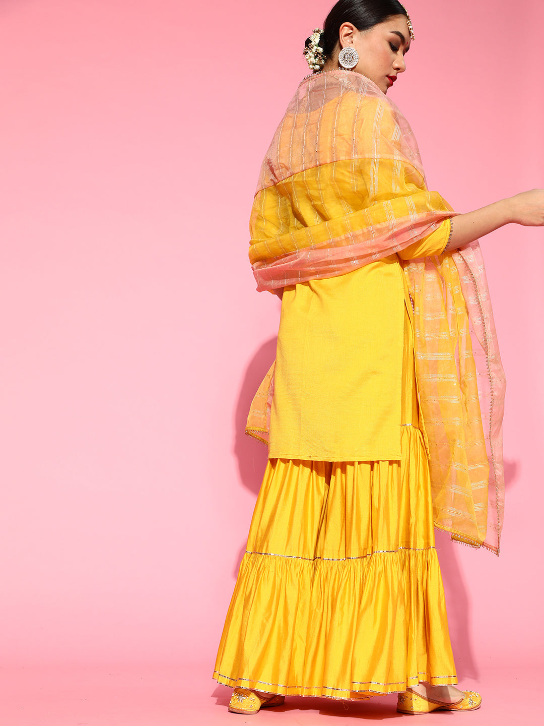 Yellow Kurta Sets  For women,indo era, indoera, kurta set for women, women kurta set, women suit, summer wear for women, festive suit for women, mother's day outfit, dress for mother, mother's day special, kurta set for women, kurta for women, kurta trouser and dupatta
