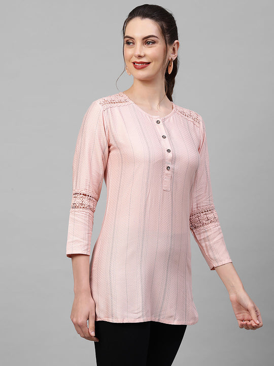 Indo Era Womens Peach Texture Kurti