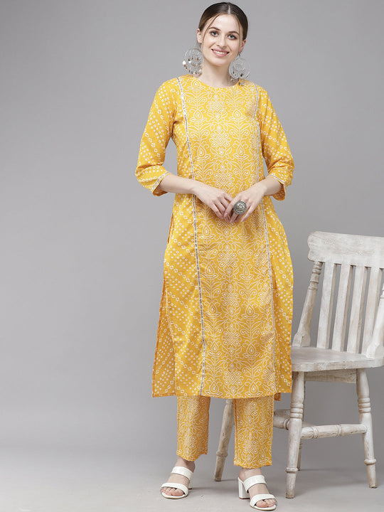 Indo Era Printed Straight Kurta With Trouser Set