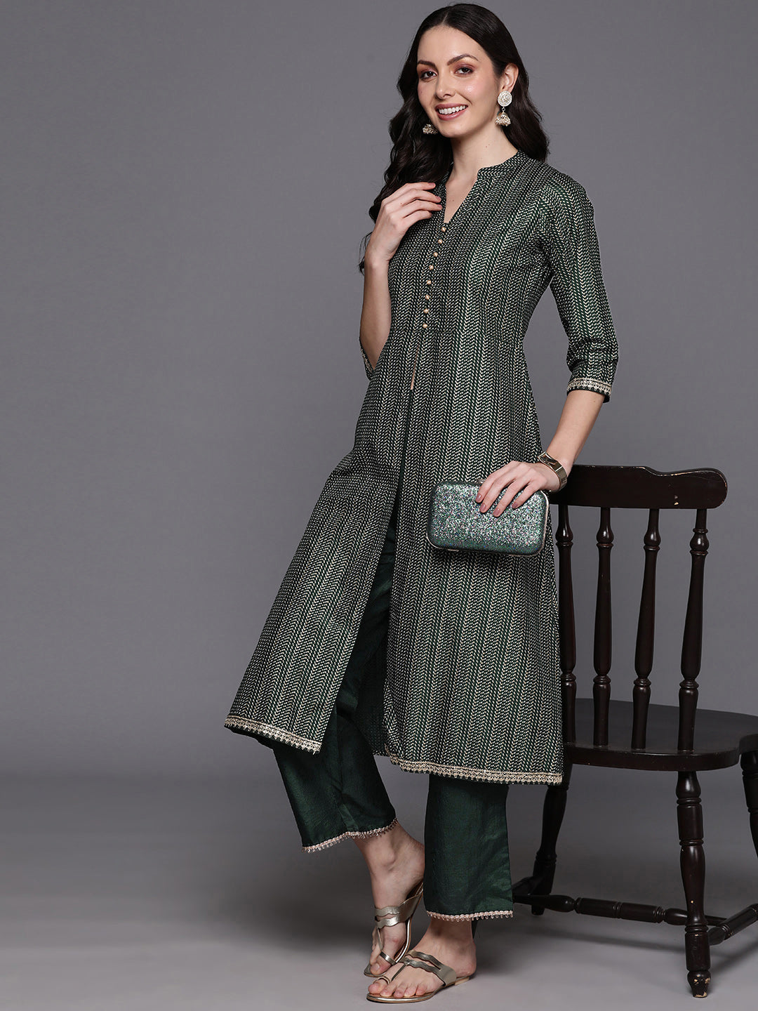 Green Kurta Sets  For women,indo era, indoera, kurta set for women, women kurta set, women suit, summer wear for women, festive suit for women, mother's day outfit, dress for mother, mother's day special, kurta set for women, kurta for women, kurta trouser and dupatta