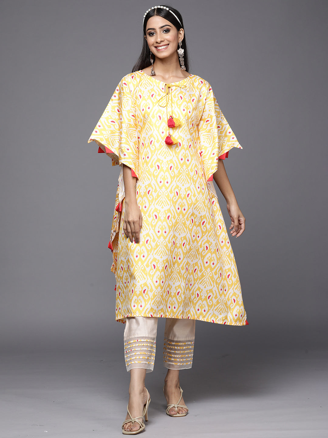 Yellow Kurta Sets  For women,indo era, indoera, kurta set for women, women kurta set, women suit, summer wear for women, festive suit for women, mother's day outfit, dress for mother, mother's day special, kurta set for women, kurta for women, kurta trouser and dupatta