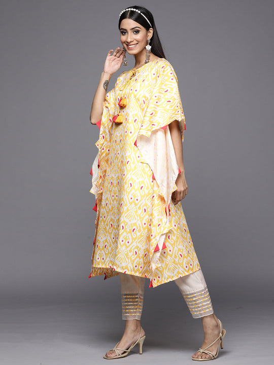 Kesariya Yellow Printed Straight Kaftan With Trouser