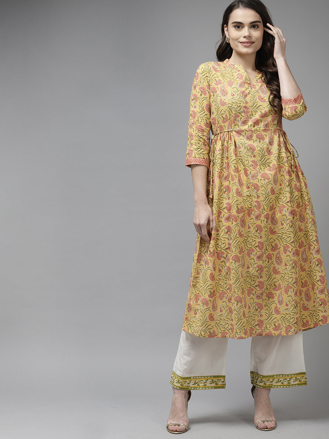 Yellow Kurtas  For women,indo era, indoera, kurta set for women, women kurta set, women suit, summer wear for women, festive suit for women, mother's day outfit, dress for mother, mother's day special, kurta set for women, kurta for women, kurta trouser and dupatta