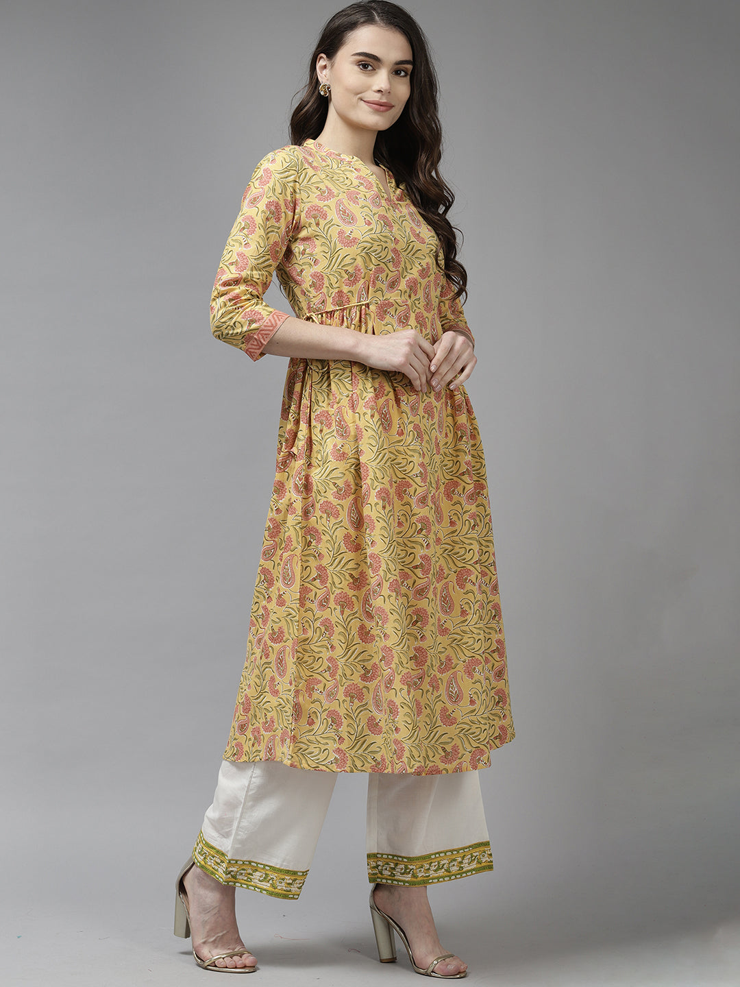 Yellow Kurtas  For women,indo era, indoera, kurta set for women, women kurta set, women suit, summer wear for women, festive suit for women, mother's day outfit, dress for mother, mother's day special, kurta set for women, kurta for women, kurta trouser and dupatta