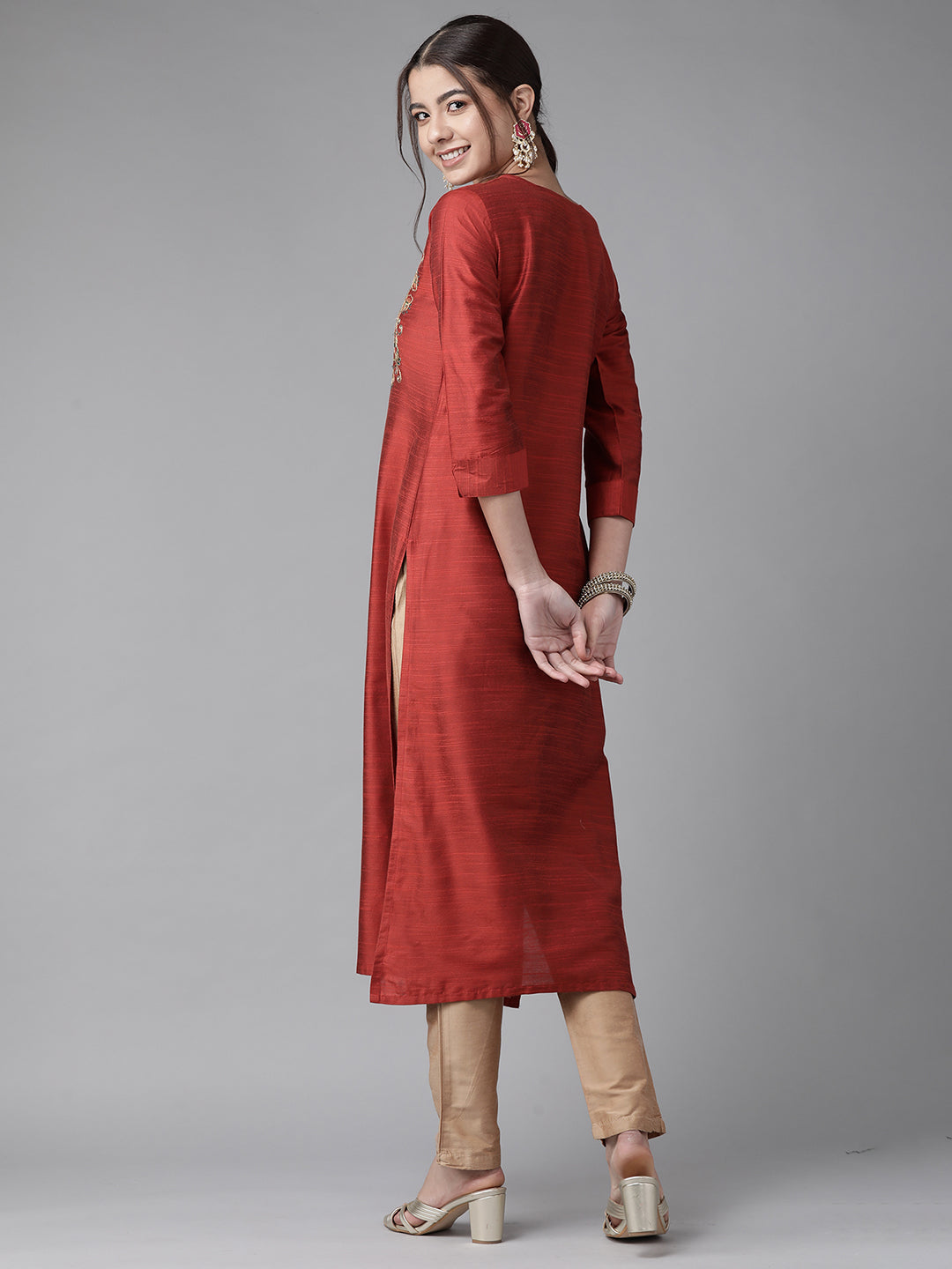 Orange Kurtas  For women,indo era, indoera, kurta set for women, women kurta set, women suit, summer wear for women, festive suit for women, mother's day outfit, dress for mother, mother's day special, kurta set for women, kurta for women, kurta trouser and dupatta