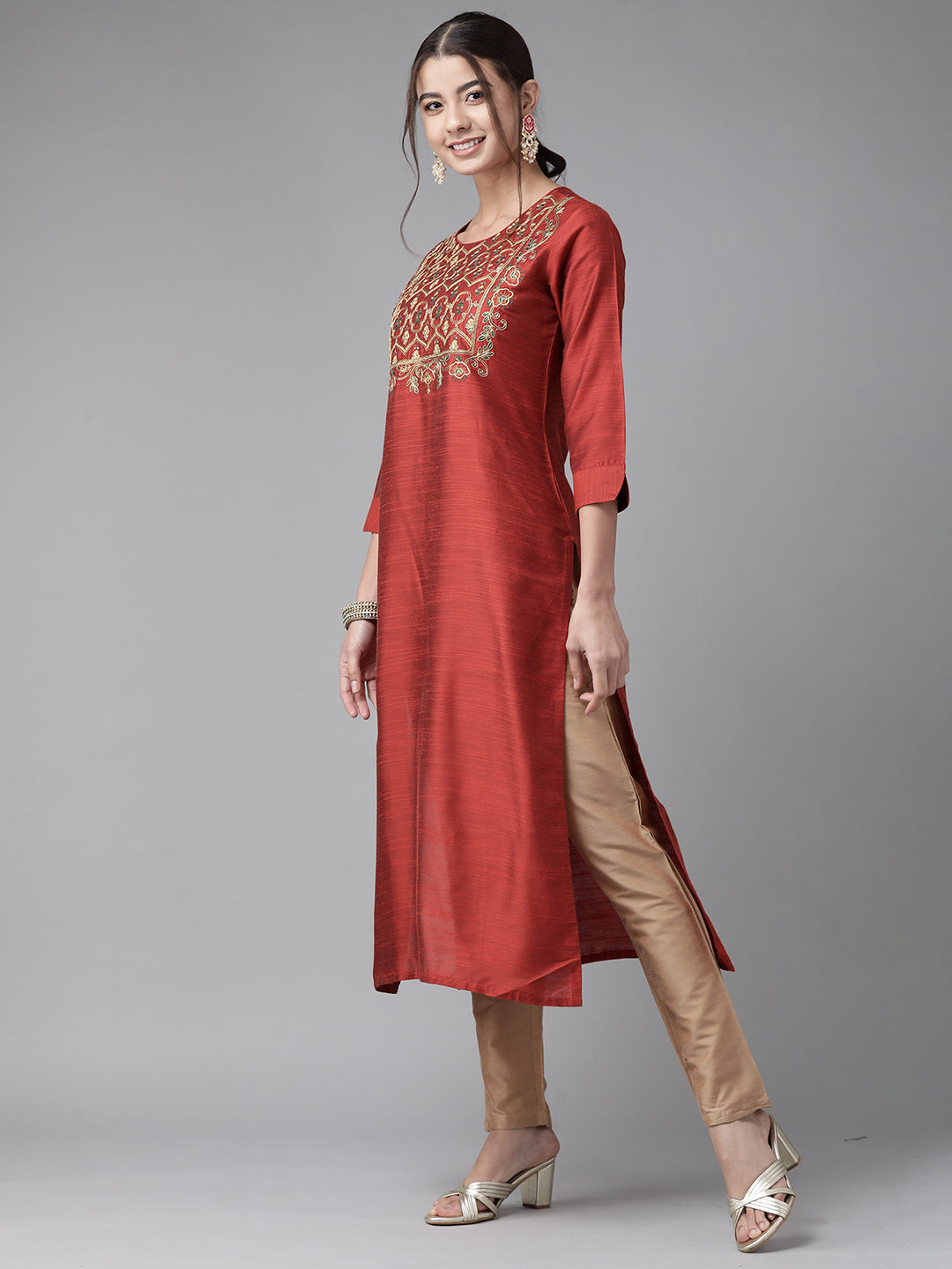 Orange Kurtas  For women,indo era, indoera, kurta set for women, women kurta set, women suit, summer wear for women, festive suit for women, mother's day outfit, dress for mother, mother's day special, kurta set for women, kurta for women, kurta trouser and dupatta