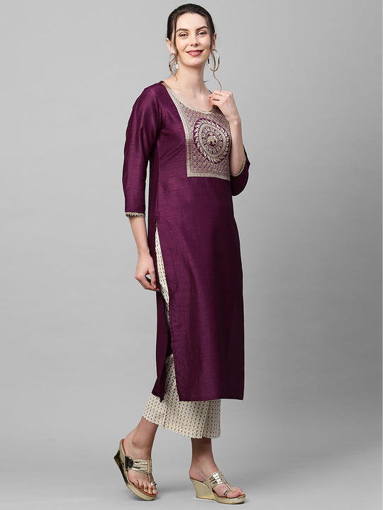 Indo Era Wine Straight Kurta