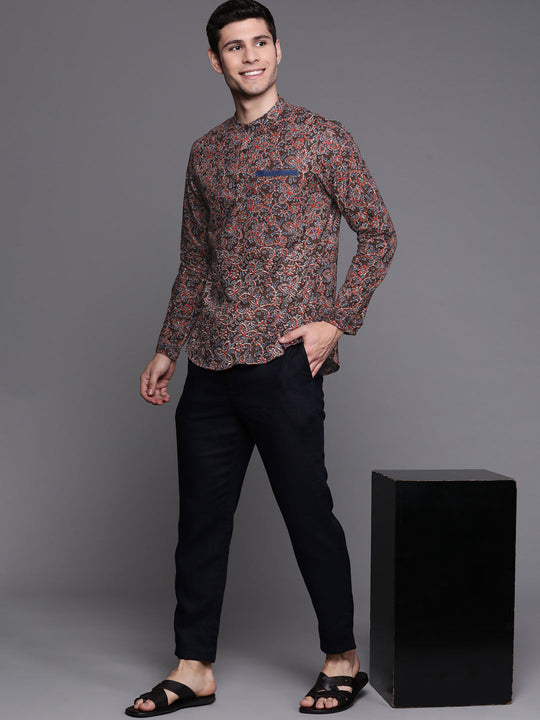 Indo Era Brown Paisley Cotton Straight Kurtas