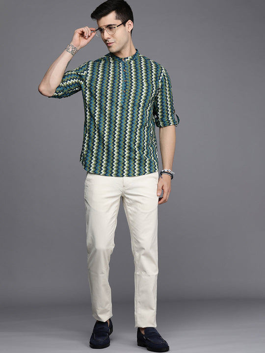 Indo Era Multicolored Chevron Cotton Straight Kurtas