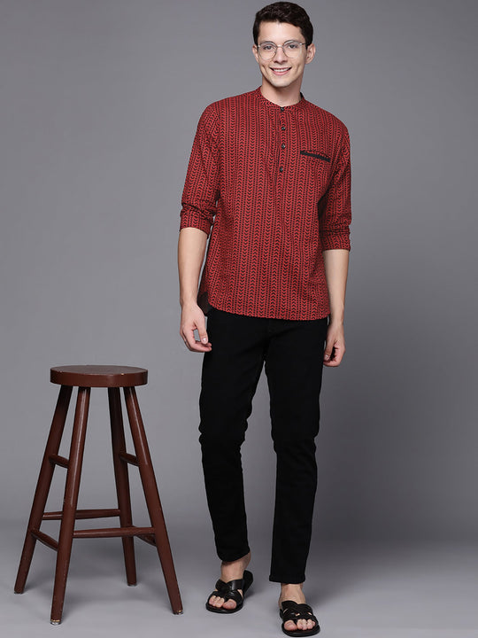 Indo Era Maroon Polka Dots Cotton Straight Kurtas