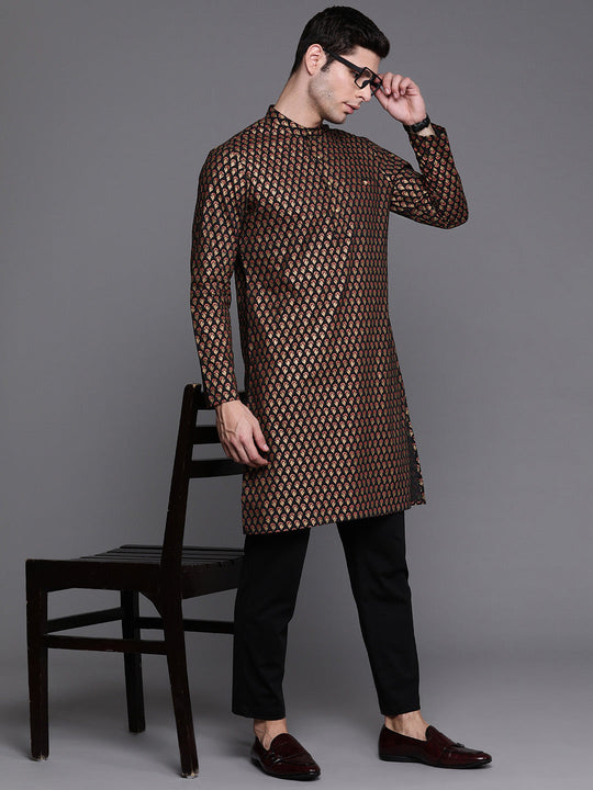 Black Ethnic Motifs Cotton Straight Kurtas