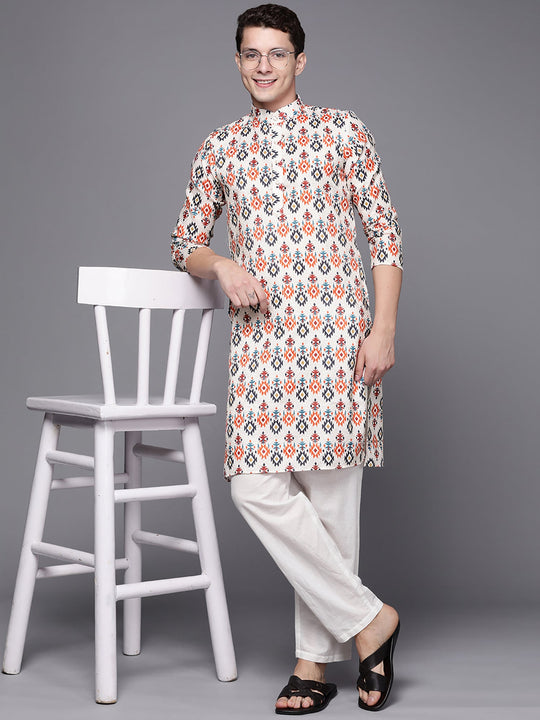 Indo Era Multicolored Ethnic Motifs Cotton Straight Kurtas