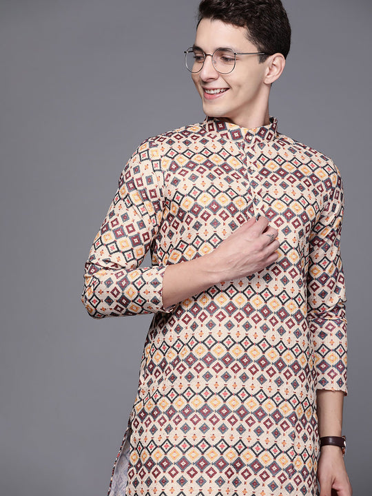 Indo Era Multicolored Ethnic Motifs Cotton Straight Kurtas