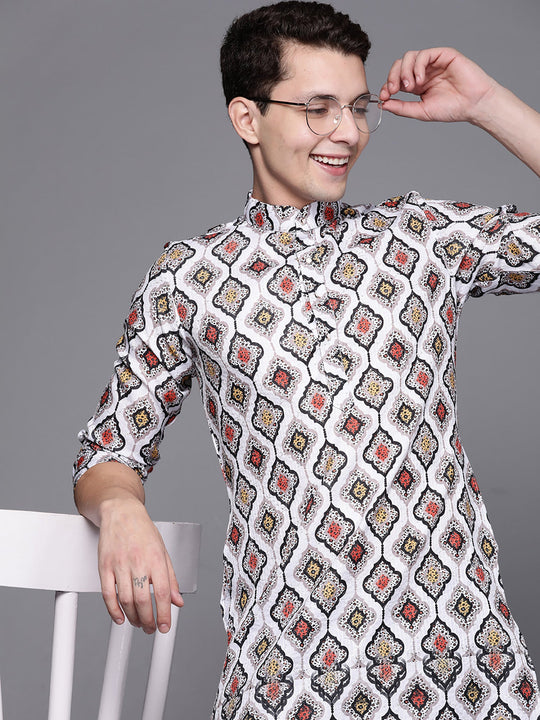 Indo Era Multicolored Ethnic Motifs Cotton Straight Kurtas