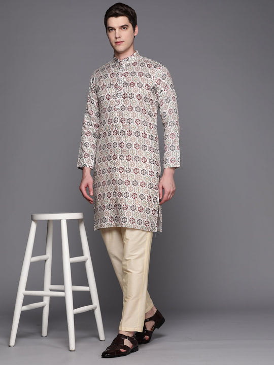 Indo Era Multicolored Ethnic Motifs Cotton Straight Kurtas